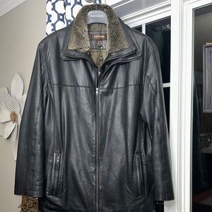 Sz XL Men’s Danier Black Winter Leather Jacket Removable Collar 3M Insulated